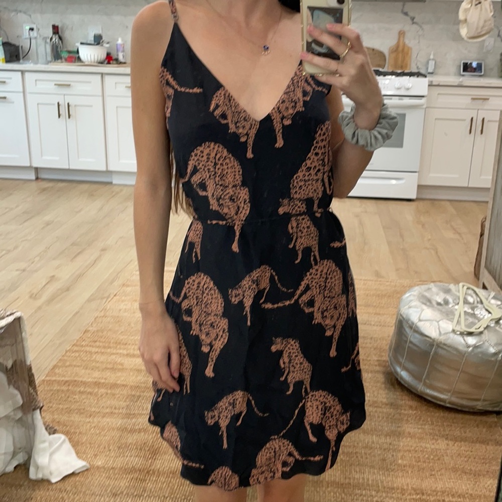 Rory Beca - Leopard Black and Tan Slip Dress w Toe XS